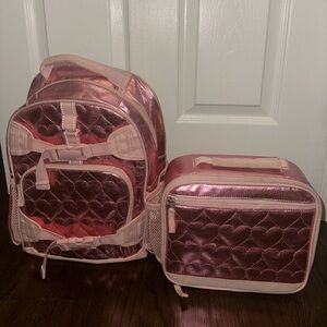 Potter Barn Pink Quilted Backpack and Lunchbox Set